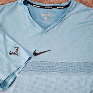 Nike Rafa Nadal 2018 French Open AeroReact Tennis Shirt Blue Mens XL Bull Logo